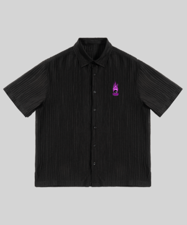 Black Tencel Jacquard Flame 8-Ball Tee