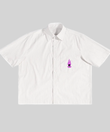 Oversized Vertical Stripe Flame 8-Ball Tee