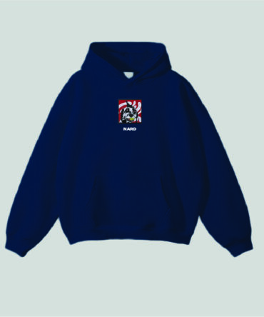 Embroidery Tennis Dog Hoodie Navy Blue