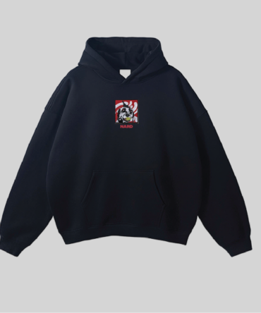 Embroidery Tennis Dog Hoodie Black