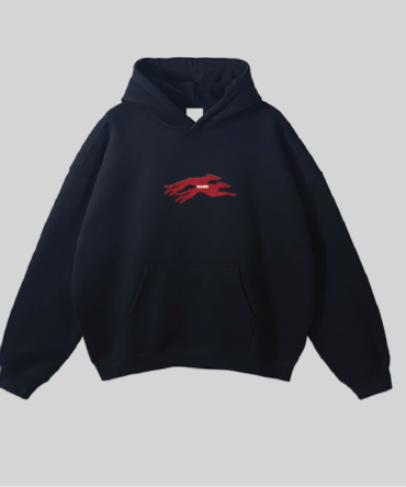 Embroidery Twin Dog Hoodie Black