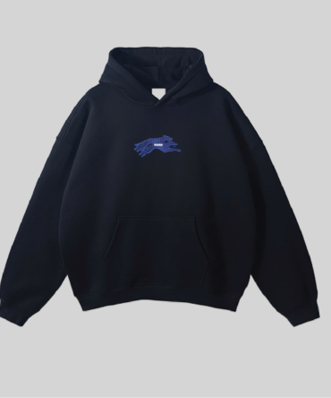 Embroidery Twin Dog Hoodie Black