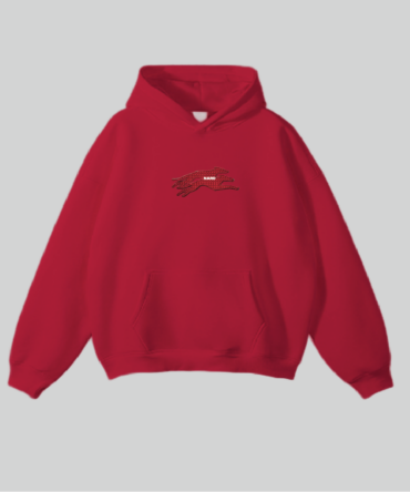 Embroidery Twin Dog Hoodie Red