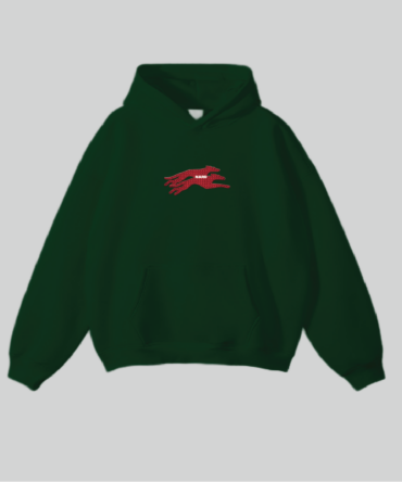 Embroidery Twin Dog Hoodie Green