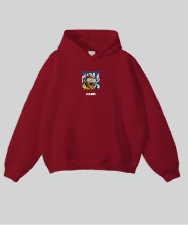 Embroidery Scuba Dog Hoodie Red