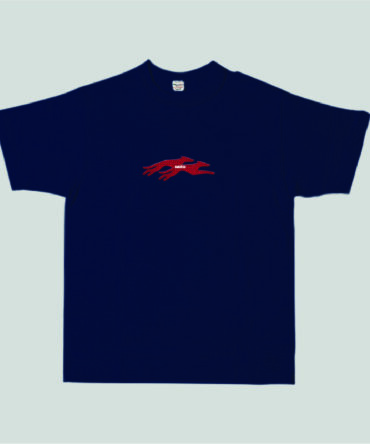 Embroidery Twin Dog T-Shirt Navy Blue