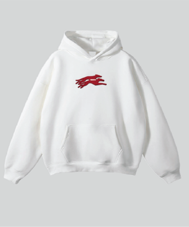 Embroidery Twin Dog Hoodie White