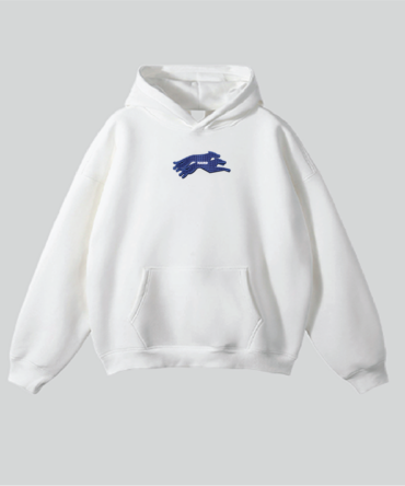 Embroidery Twin Dog Hoodie White