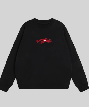 Embroidery Twin Dog Sweatshirt Black