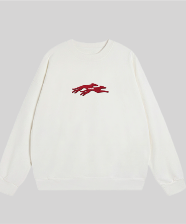 Embroidery Twin Dog Sweatshirt White