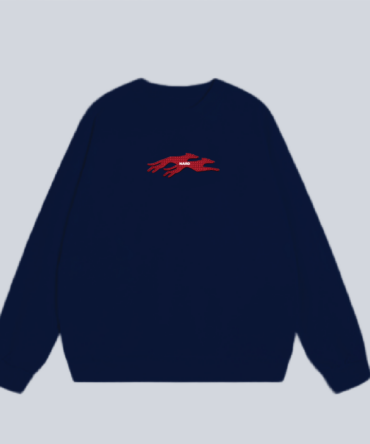 Embroidery Twin Dog Sweatshirt Navy