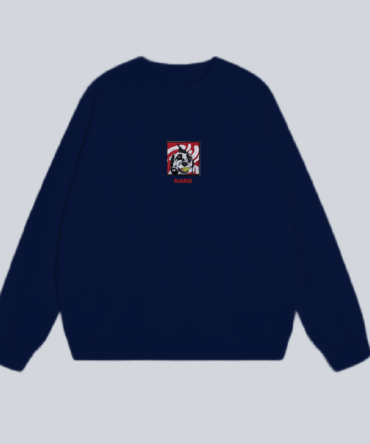 Embroidery Tennis Dog Sweatshirt Navy Blue