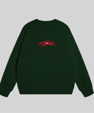 Embroidery Twin Dog Sweatshirt Green