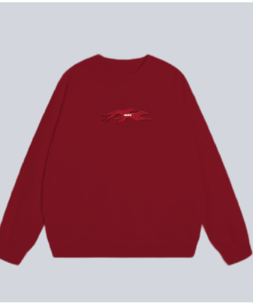 Embroidery Twin Dog Sweatshirt Red
