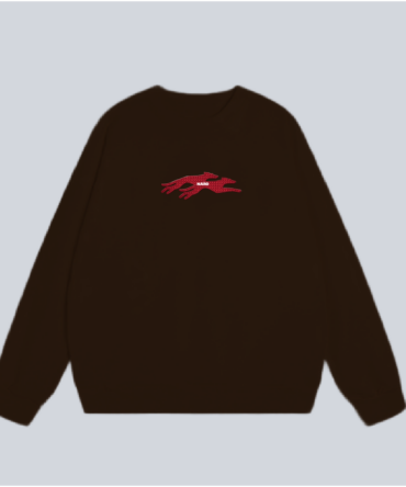 Embroidery Twin Dog Sweatshirt Brown