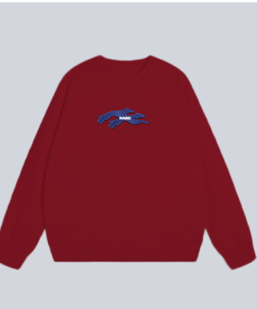 Embroidery Twin Dog Sweatshirt Red