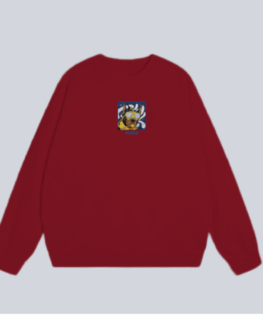Embroidery Scuba Dog Sweatshirt Red