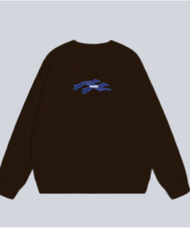 Embroidery Twin Dog Sweatshirt Brown