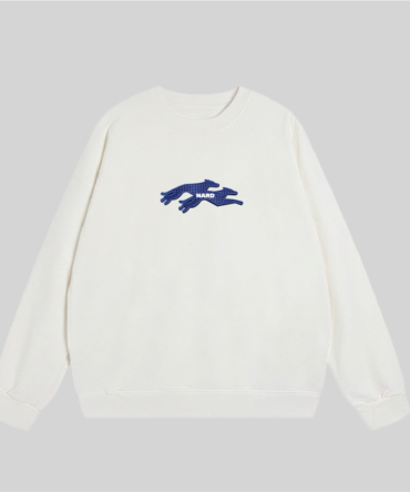 Embroidery Twin Dog Sweatshirt White