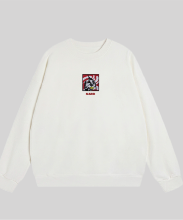 Embroidery Tennis Dog Sweatshirt White