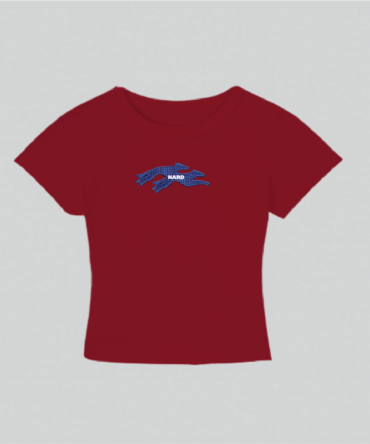Embroidery Twin Dog Crop Top Red