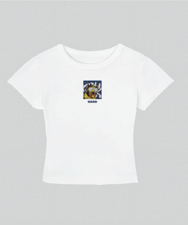 Embroidery Scuba Dog Crop Top White
