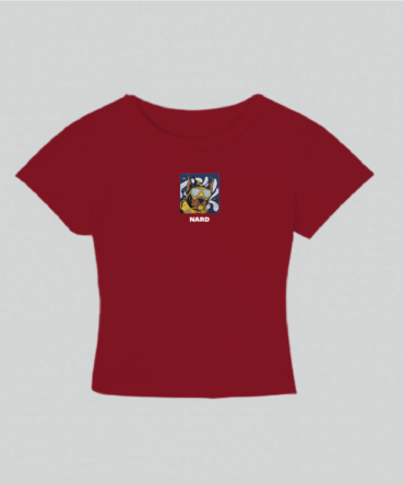 Embroidery Scuba Dog Crop Top Red