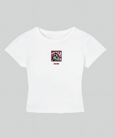Embroidery Tennis Dog Crop Top White