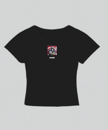 Embroidery Tennis Dog Crop Top Black