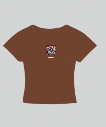 Embroidery Tennis Dog Crop Top Brown