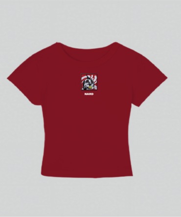 Embroidery Tennis Dog Crop Top Red