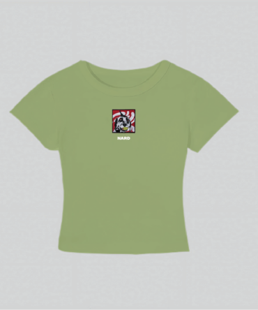 Embroidery Tennis Dog Crop Top Green