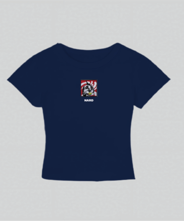 Embroidery Tennis Dog Crop Top Navy Blue