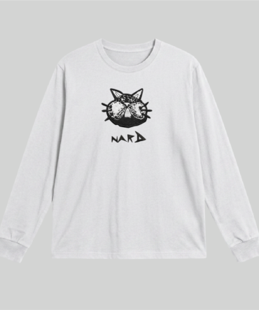 White Embroidery Static Cat Long Sleeve T-Shirt
