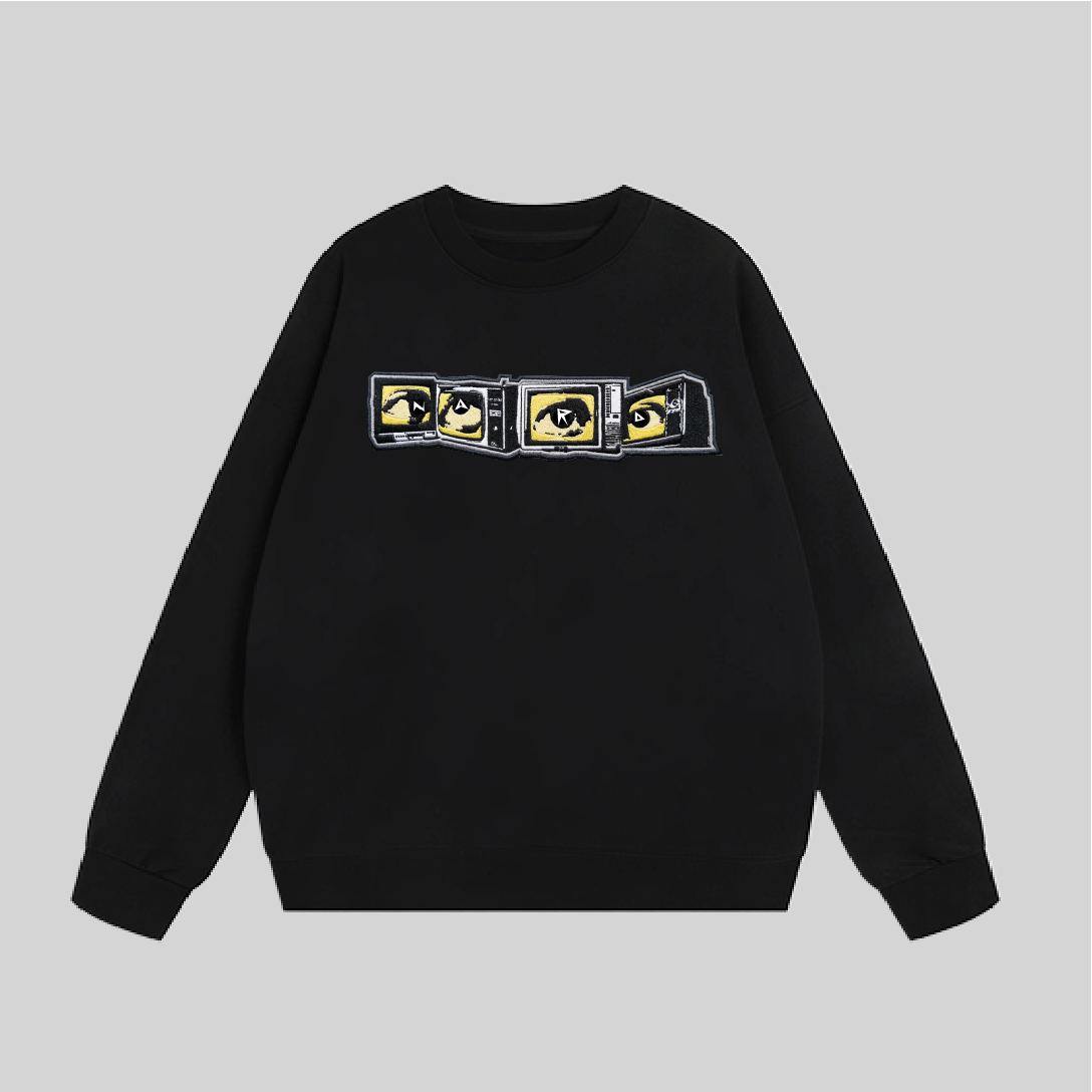 Black Embroidery Static Vision Sweatshirt