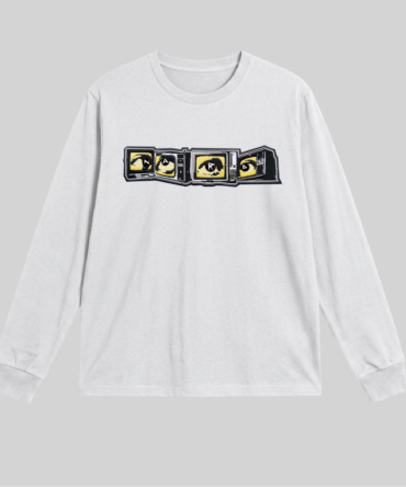 White Embroidery Static Vision Long Sleeve T-Shirt