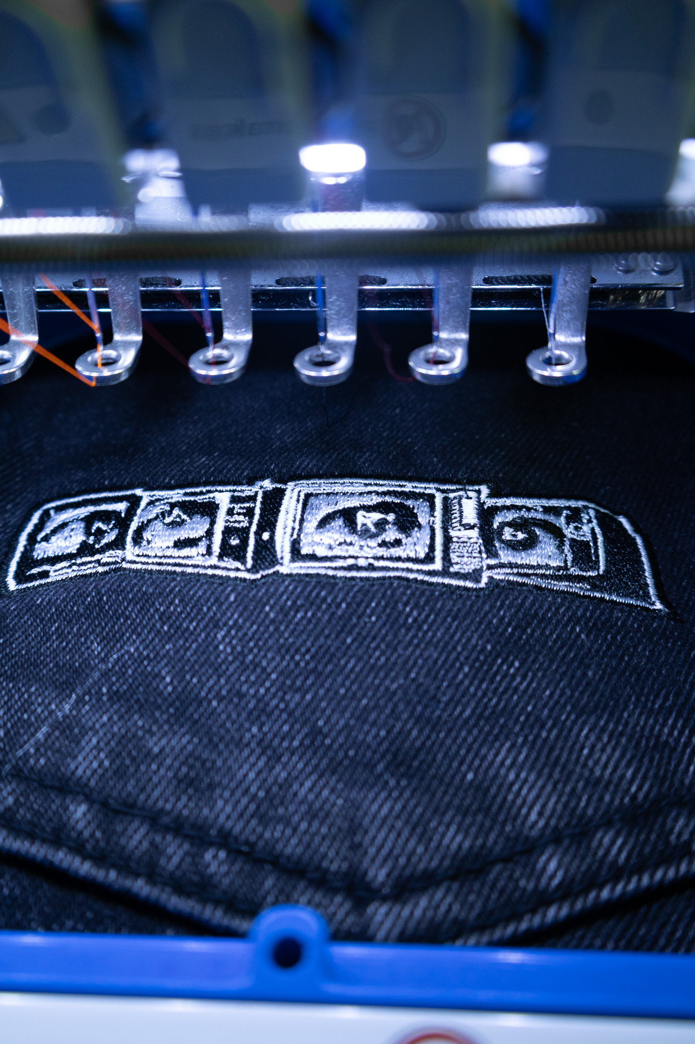 Black Embroidery Static Vision Cuffless Beanie - Image 2
