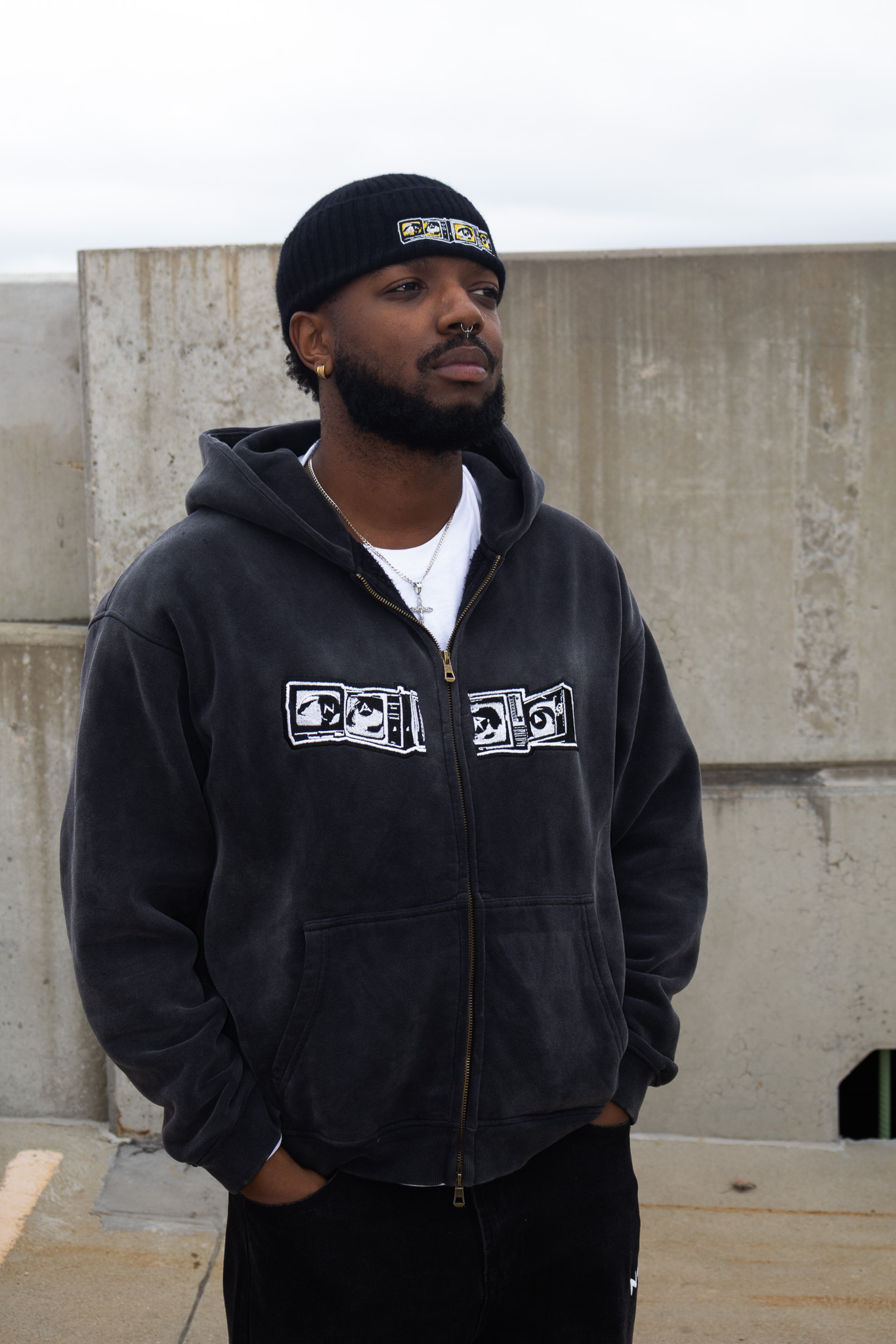 Black Embroidery Static Vision Jacket - Image 3