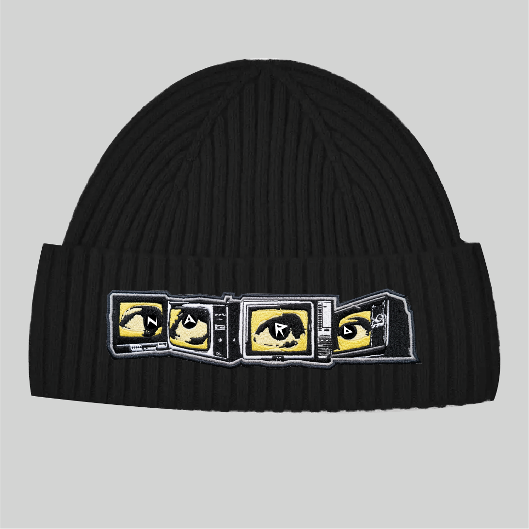 Black Embroidery Static Vision Beanie