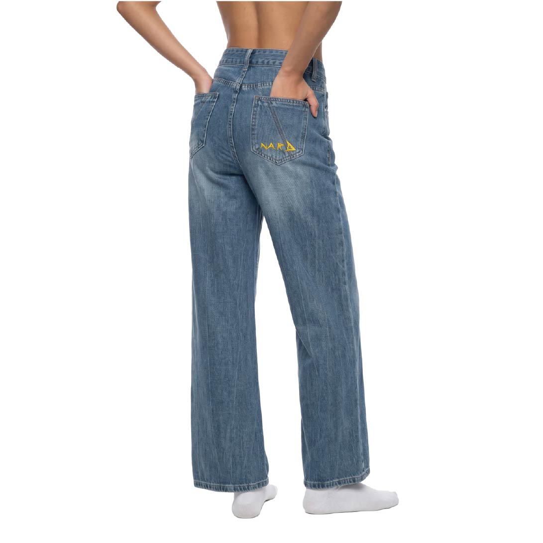 Women Static Nard Vintage Wash Embroidery Jeans - Image 2