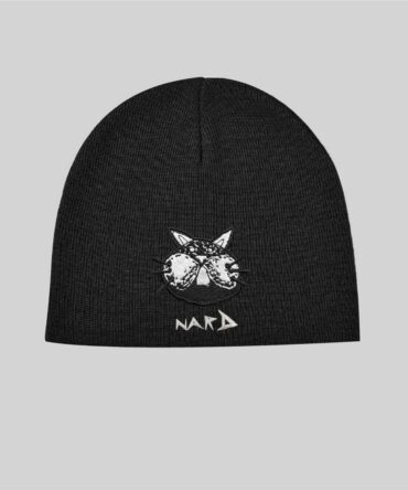 Black Embroidery Static Cat Cuffless Beanie