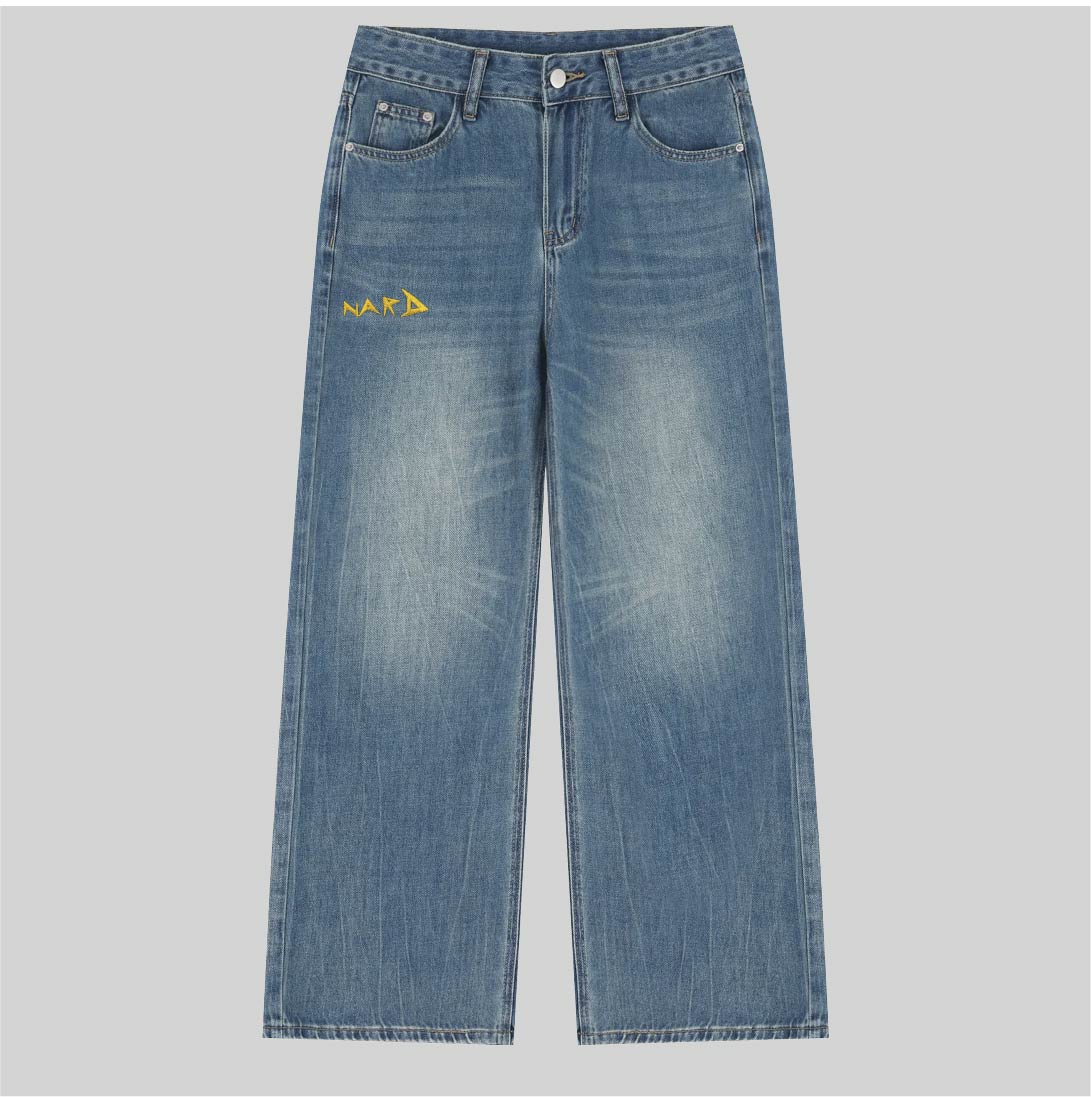 Women Vintage Wash Embroidery Static Vision Jeans - Image 3