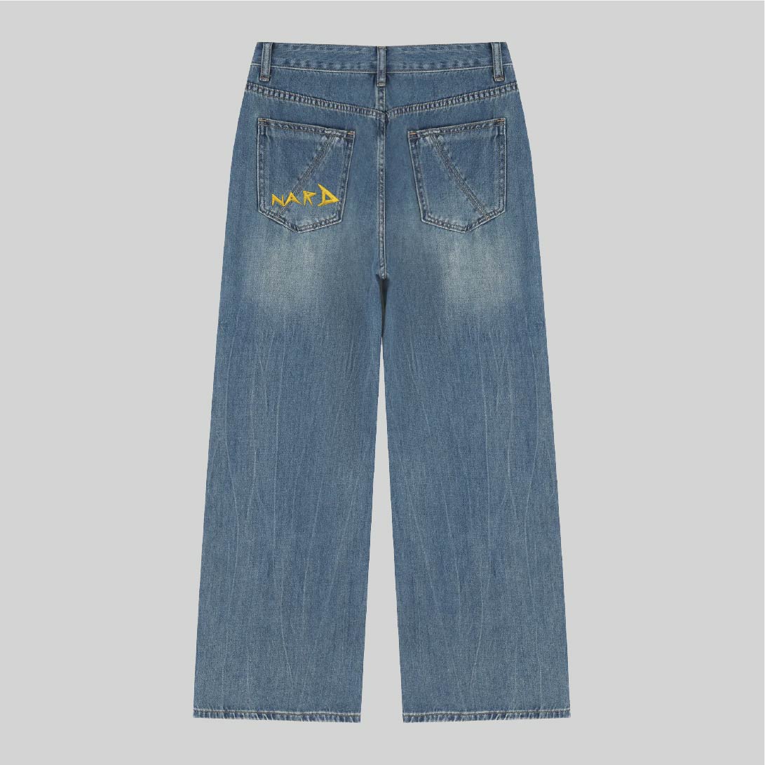 Women Static Nard Vintage Wash Embroidery Jeans