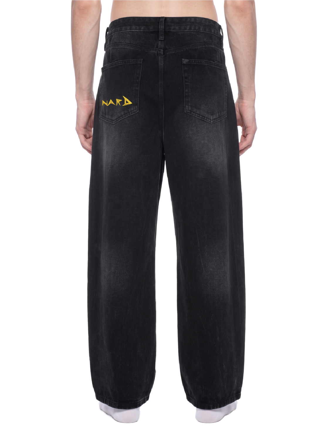 Men Black Embroidery Static Nard Jeans - Image 2