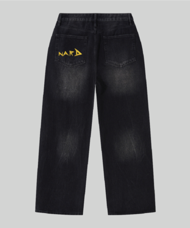 Men Black Embroidery Static Nard Jeans